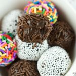 Brigadeiros - Brazilian Chocolate Fudge Balls. Easy to make and delicious dulce de leche & chocolate truffles rolled in chocolate or sprinkles. Super Sinful